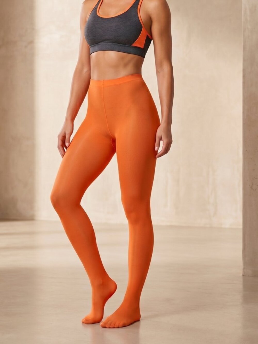 NIP Wildarms Full Support Opaque Bright Orange Tights 2 Pack S/M
